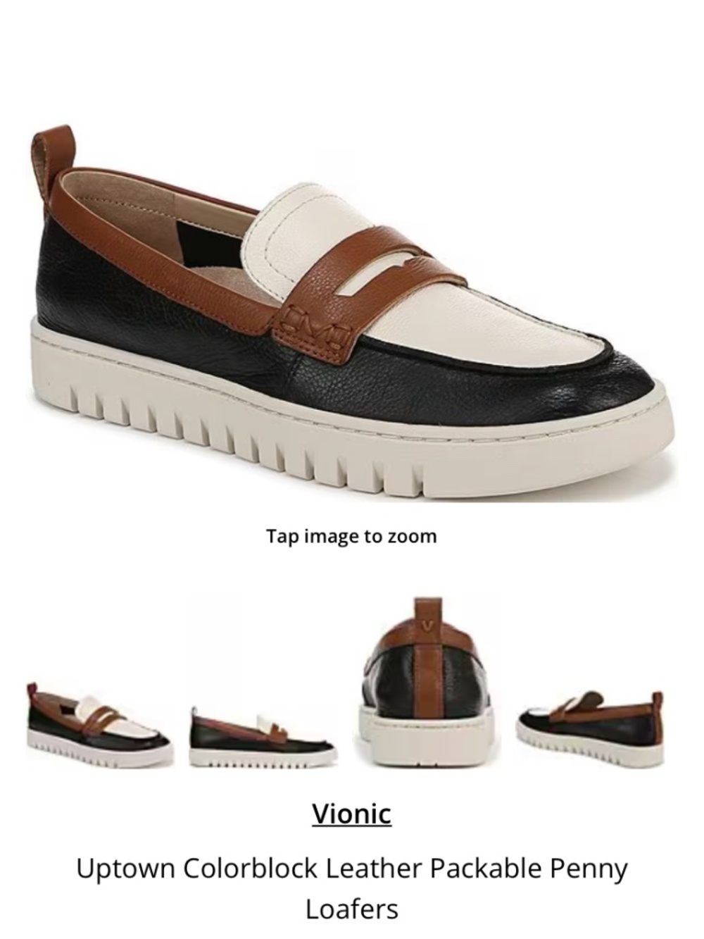 Vionic Uptown Colorblock Leather Penny Loafers